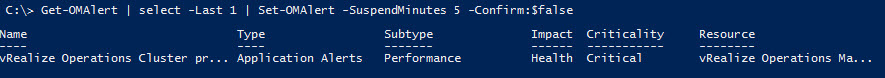 Set-OMAlert -SuspendMinutes