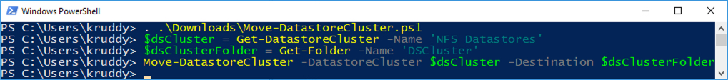 Move-DatastoreCluster Example Code